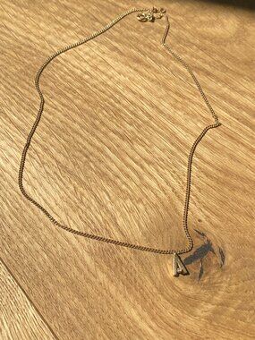 14K gold chain and "A" pendant with diamond